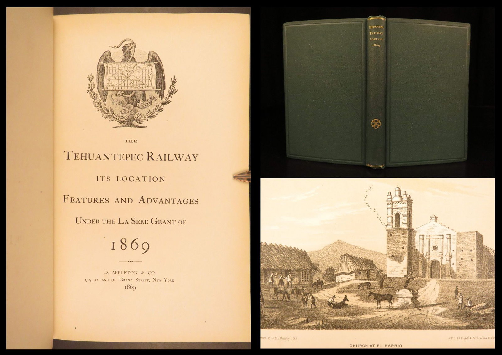 1869 – Tehuantepec Railway – Illustrated Mexico Railroad | First Ed with Map: The Tehuantepec Railway by Henry Stevens is an 1869 record of the United States survey of a railroad route across southern Mexico. Conducted prior to the Panama Canal construction, the United States w