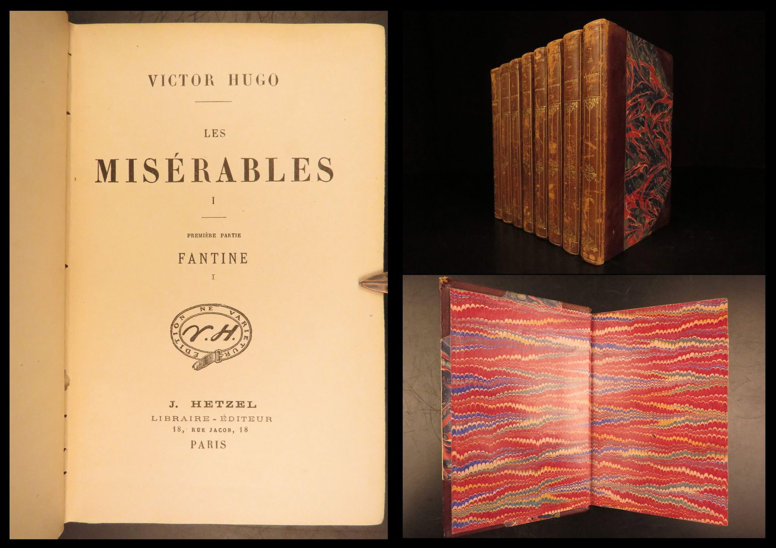 1880 – Les Miserables – Victor Hugo | 8 Volume French Set – Leather Binding (1 of 10)