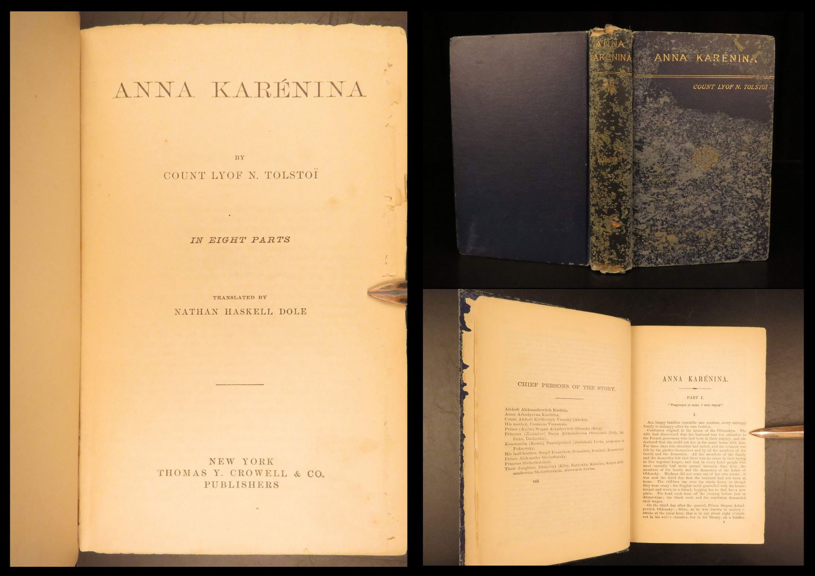 Anna Karenina – Leo Tolstoy, 1886 First US English Edition | Crowell New York (1 of 10)