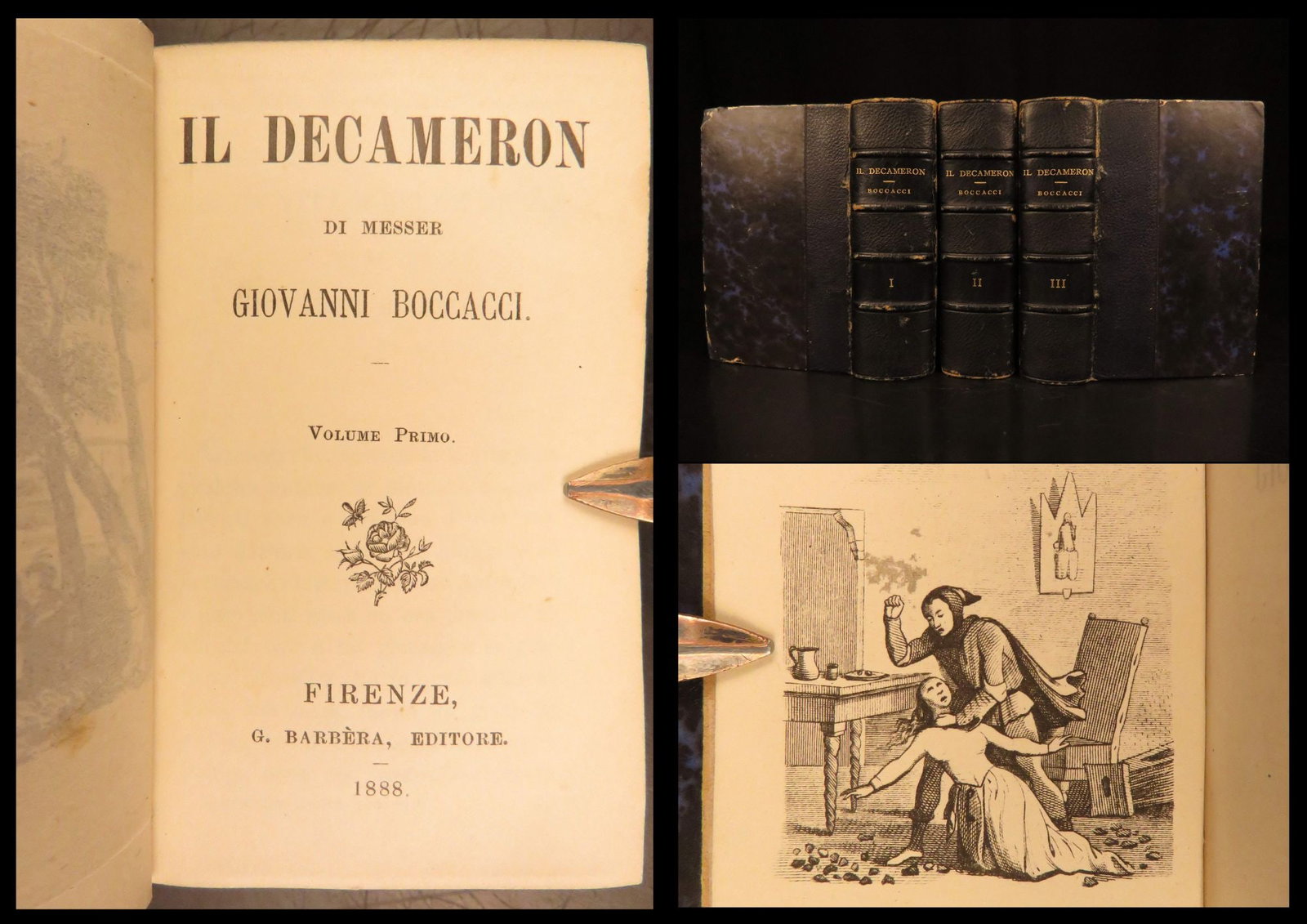 1888 – The Decameron – Boccaccio | Italian, Miniature Edition, Leather 3v (1 of 10)