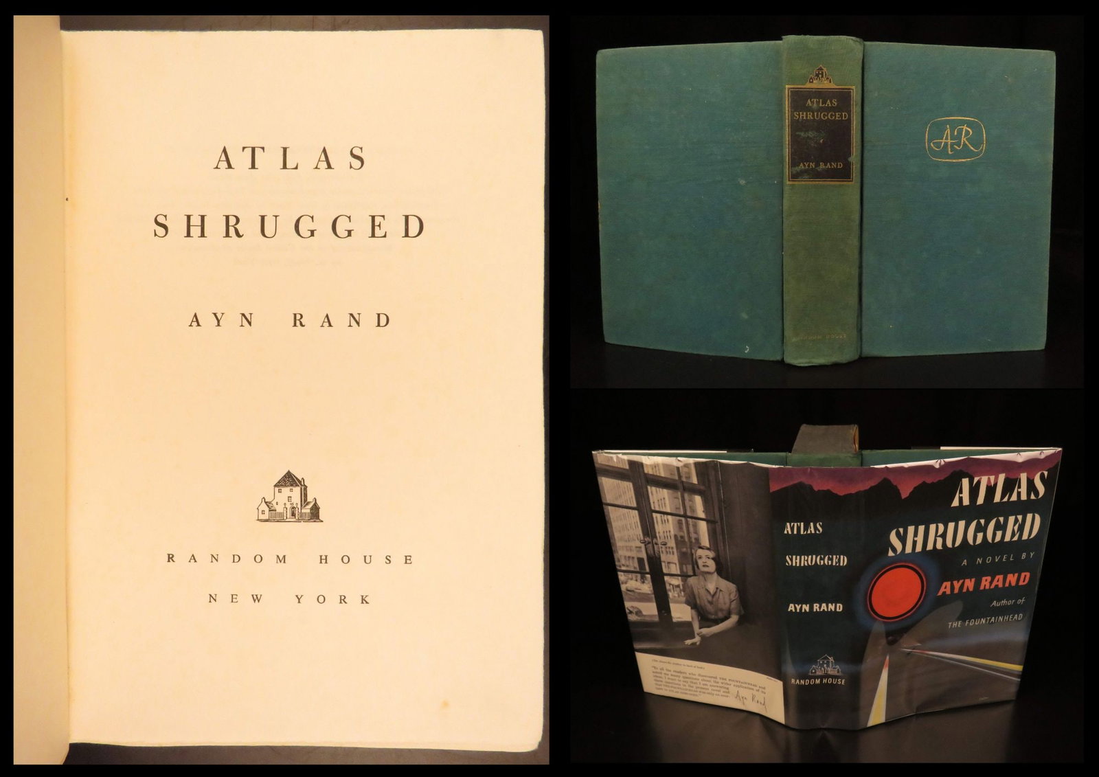 Atlas Shrugged – Ayn Rand, 1957 First Edition, First Printing | Dystopian Fiction: This copy of Ayn Rands Atlas Shrugged is a first edition, first printing of the best-selling dystopian novel that Rand considered to be her magnus opus. Utilizing a futuristic setting marked by econom