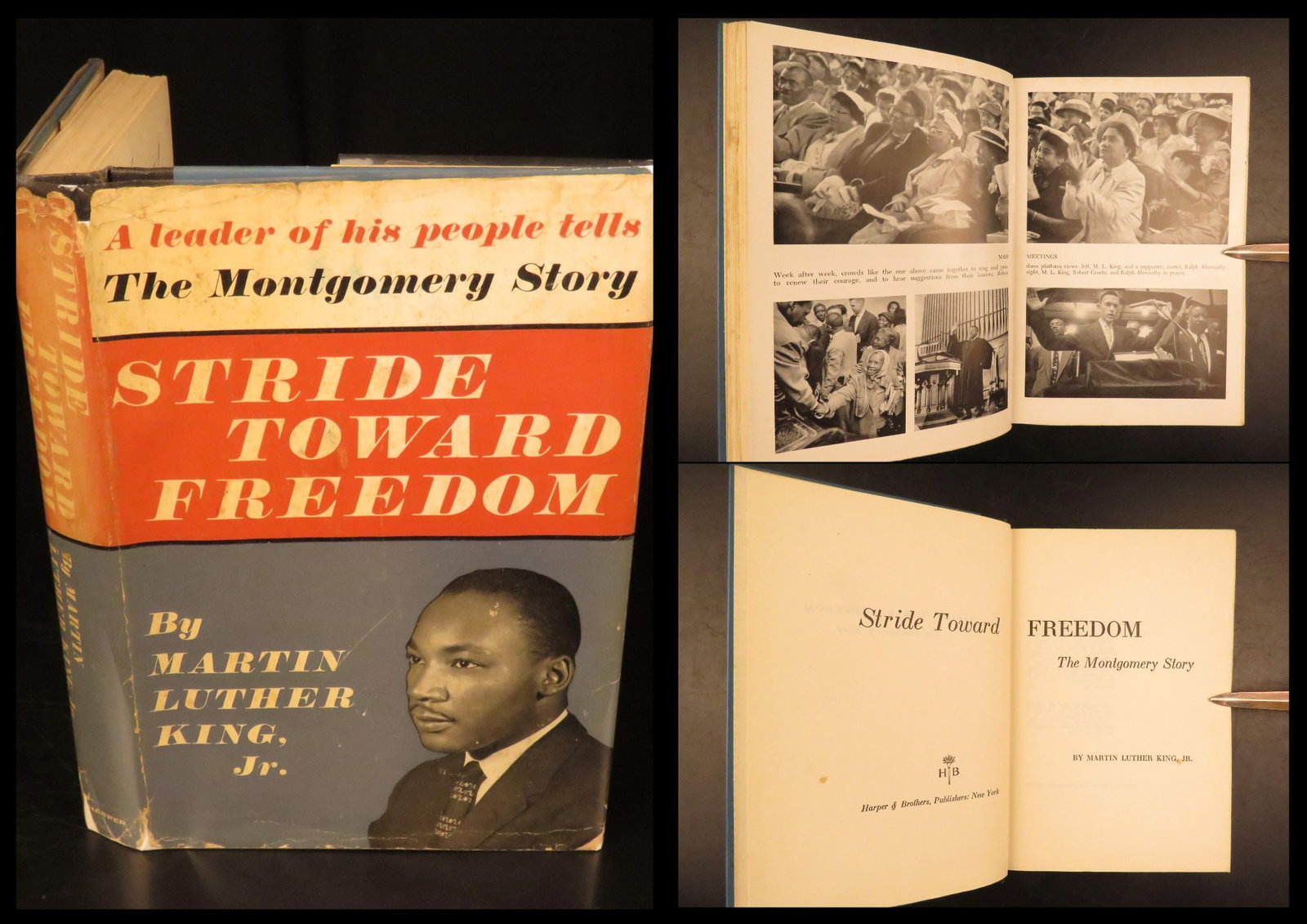 1958 – Stride Toward Freedom – Martin Luther King Jr | First Edition – Civil Rights: Dr. Martin Luther King, Jr.s account of the first successful large-scale application of nonviolence resistance in America, Stride Toward Freedom. Kings book chronicles the Montgomery, Alabama bus boyc