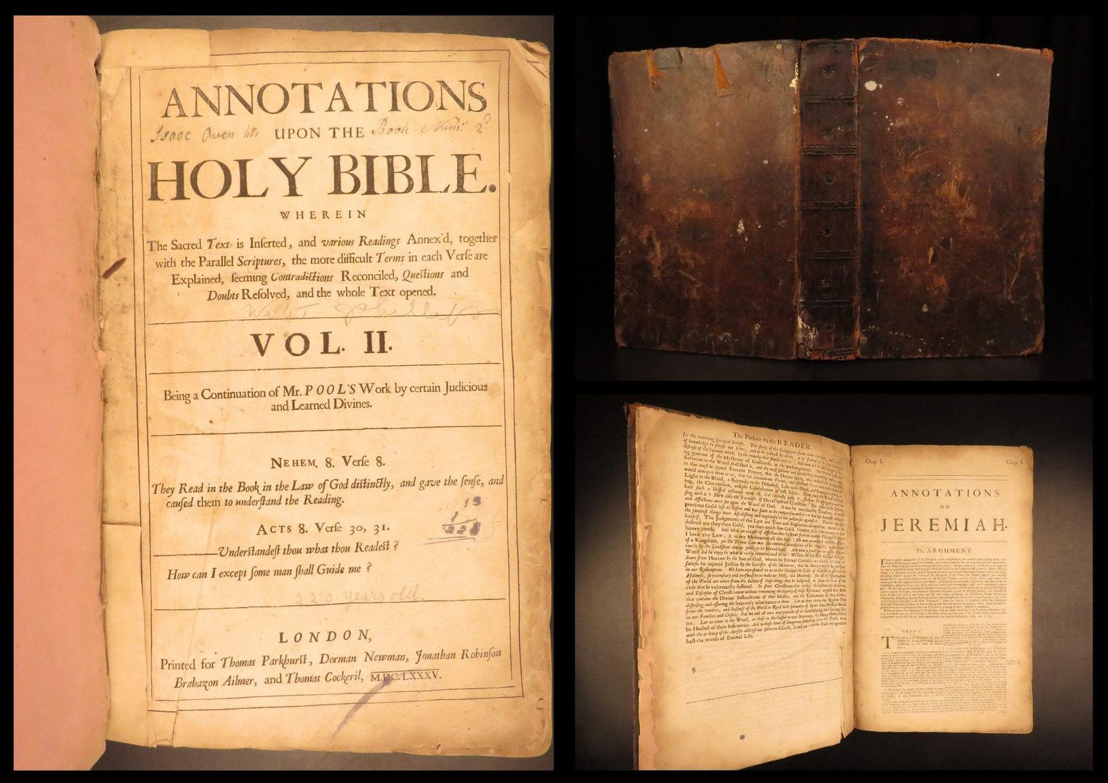 1685 – Holy Bible Commentary – Matthew Poole | Huge Folio, Bible Annotations: Matthew Poole was a 17th-century English nonconformist known for his anti-Catholic propaganda. His Bible commentaries and annotations were his most popular works and are still regularly referenced and