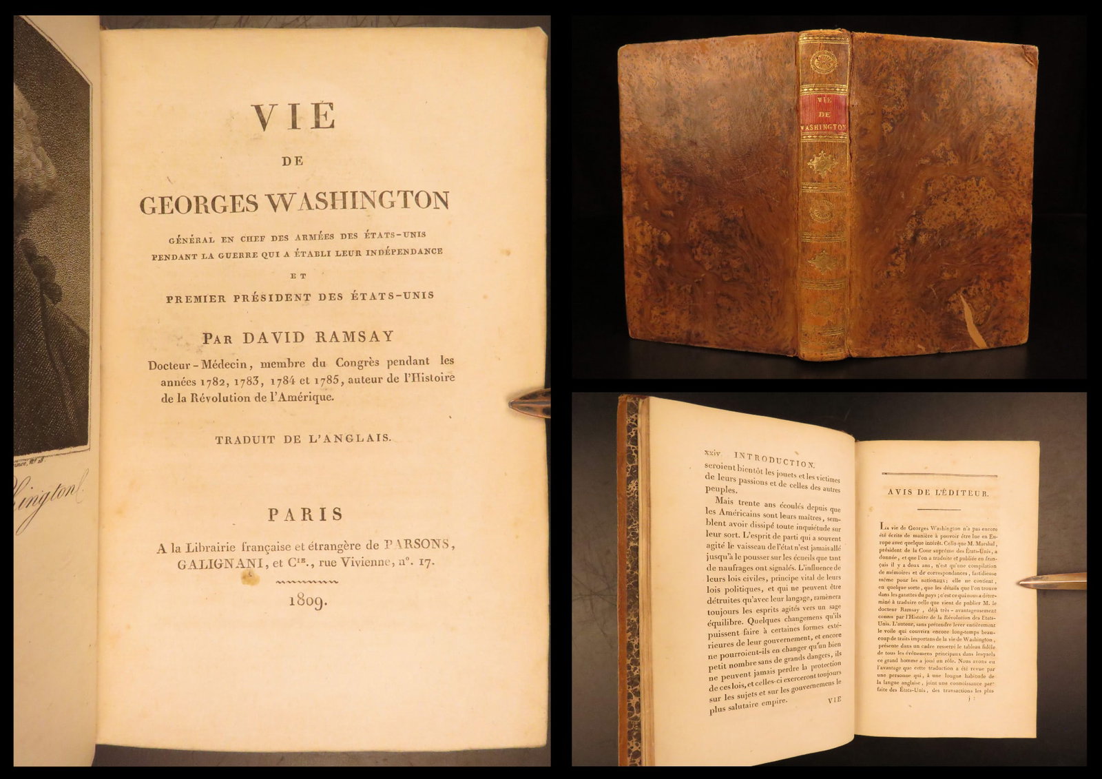 1809 – Life of George Washington – Ramsay | First French Edition, Americana (1 of 10)