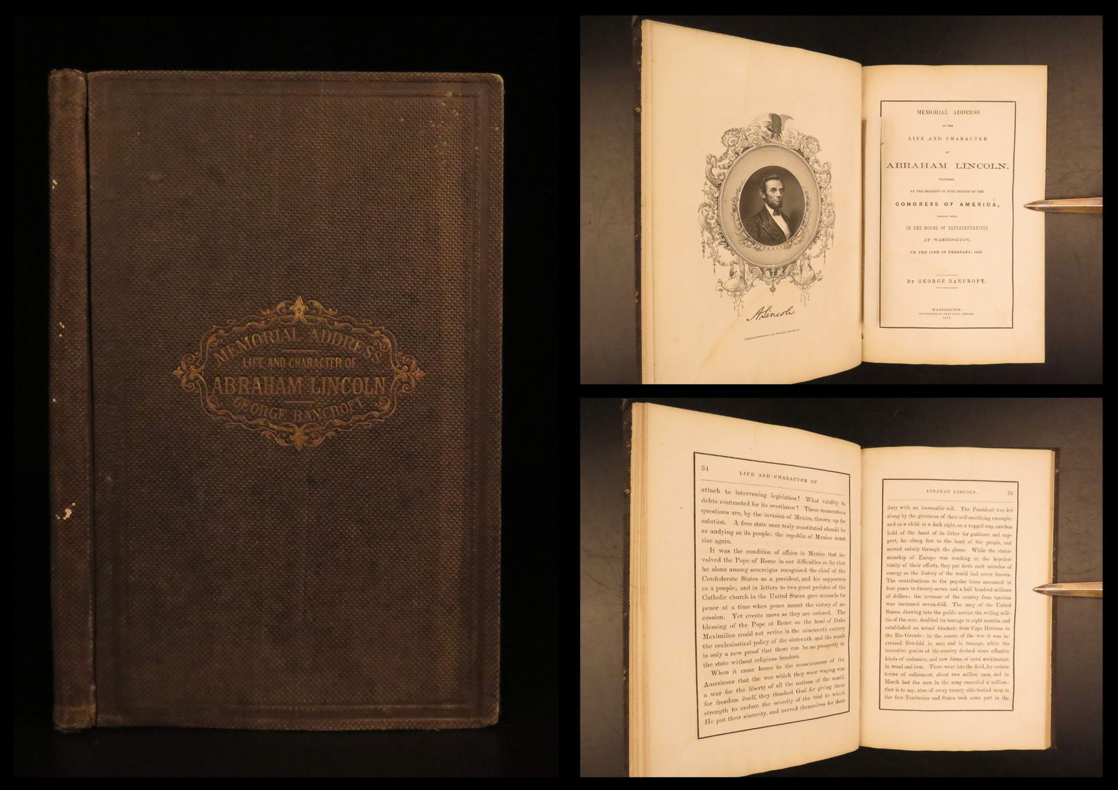 1866 – Abraham Lincoln Memorial Address | First Edition, George Bancroft (1 of 10)