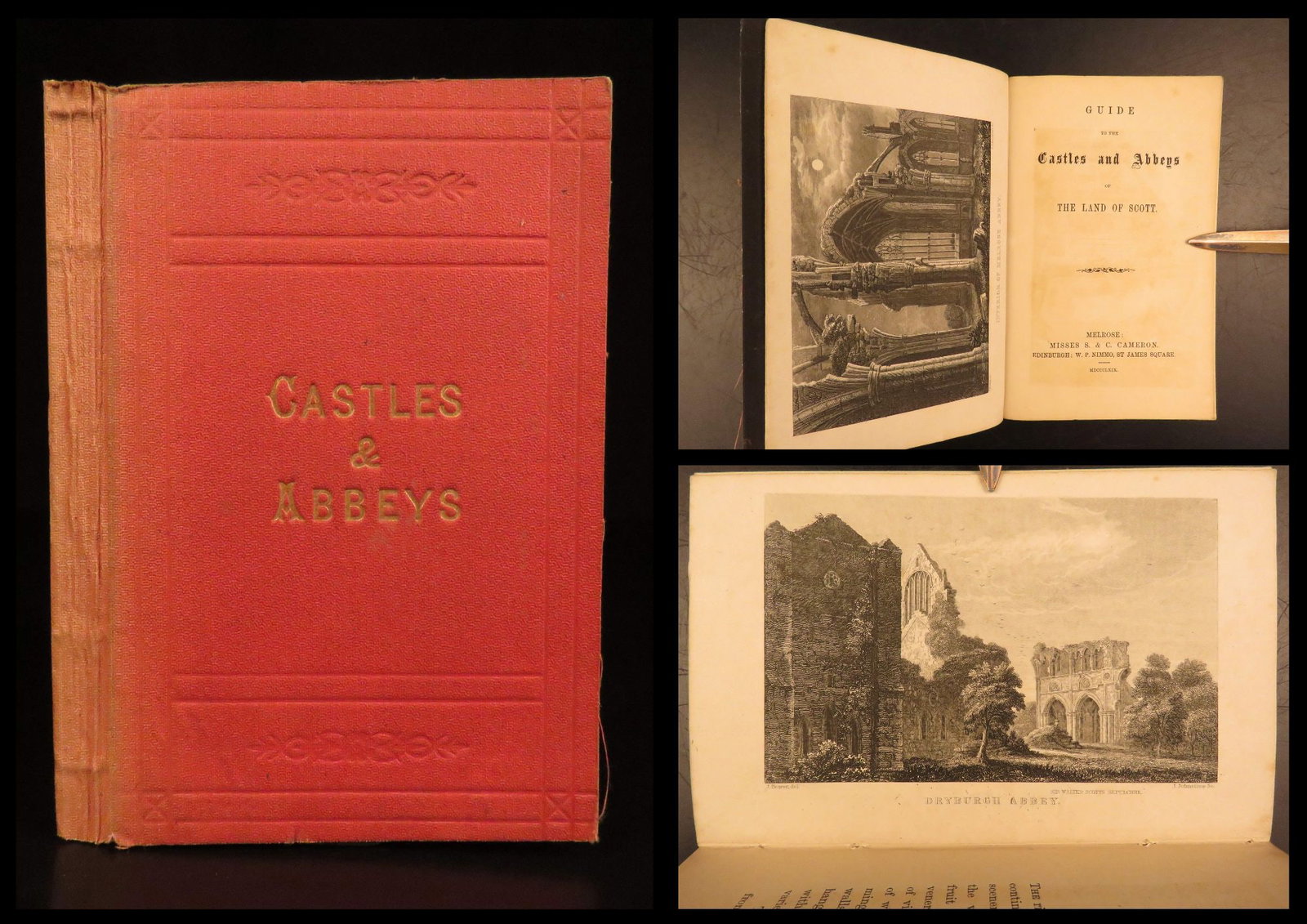 1869 – Castles & Abbeys in Scotland | Old Melrose Ruins, Roslin Chapel, Jedburgh: Guide to the Castles and Abbeys of the Land of Scott is an 1869 survey of famous castles, cathedrals, chapels, and ruins in Scotland and Scottish borders. Notable locations include: Old Melrose, Crich