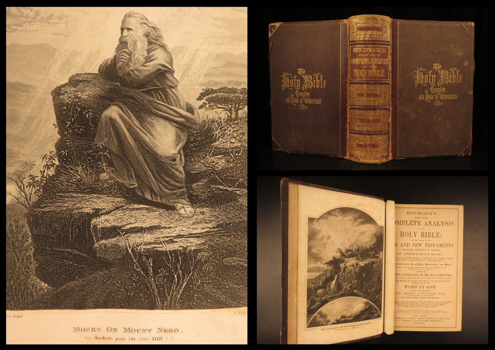 1873 – Analysis of the Holy Bible – Hitchcock | Illustrated Bible Commentary: Hitchcocks New and Complete Analysis of the Holy Bible by Roswell Hitchcock is structured Biblical reference. Published in 1873, this book organizes all the books of the Old and New Testament with ful