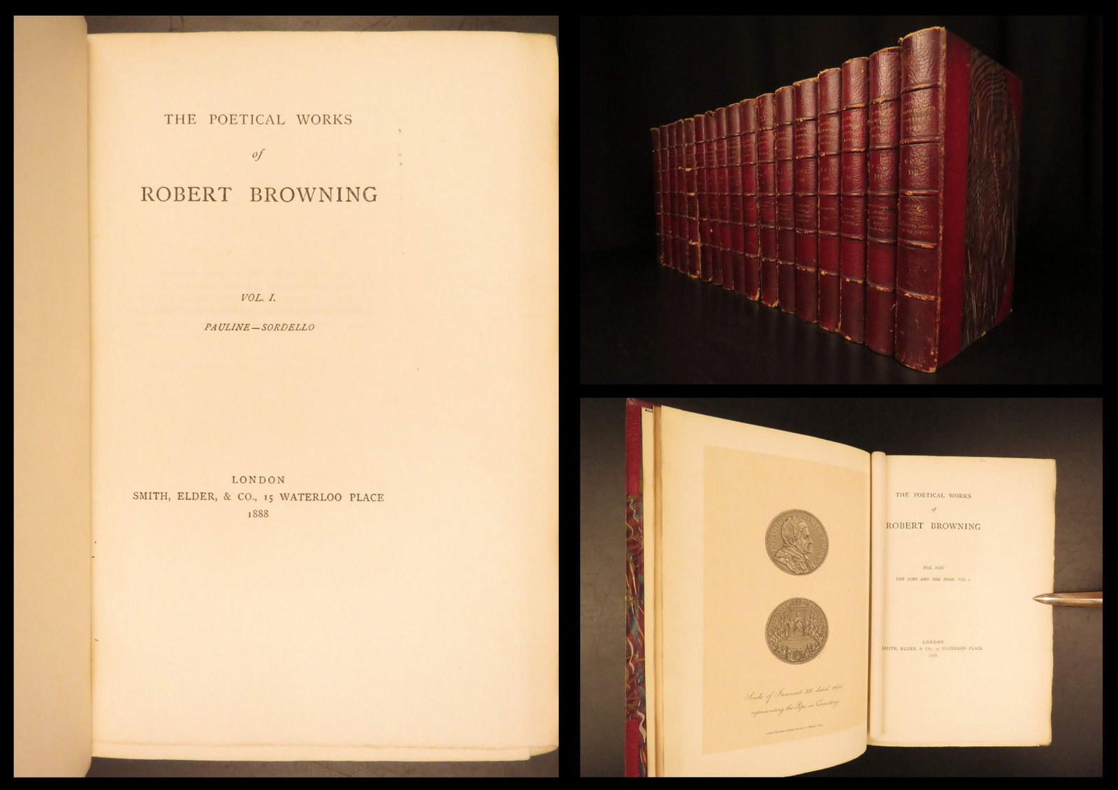1888 – Works of Robert Browning | Beautiful Victorian Leather, Limited Ed 17v Set (1 of 10)