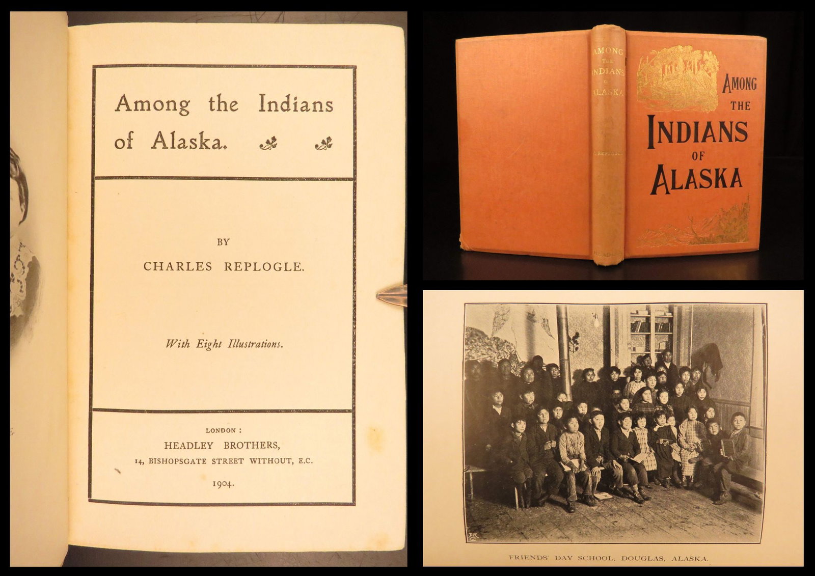 1904 – Among the Indians of Alaska | First Edition Missionary Narrative: Among the Indians of Alaska by Charles Replogle is an early 20th-century missionary travel account from Replogles time in Alaska. This work records his encounters with indigenous tribes including the 