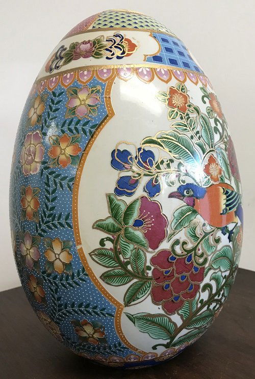 Porcelain Japanese Egg Shape Cloisonne Style (1 of 4)