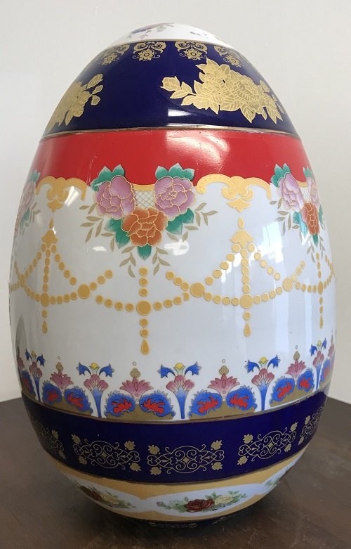 Porcelain Japanese Egg Shape Cloisonne Style (1 of 3)