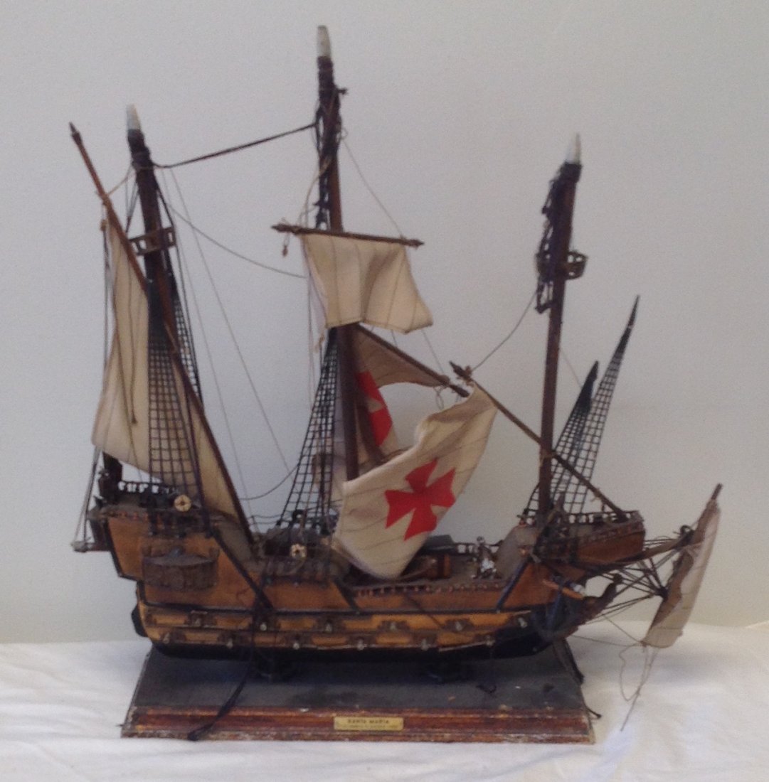 Sail boat Santa Maria model 18 x 15: Sail boat with a brass stamp- Santa Maria model. Material: Wood. Measurement approximate: 18 H x 15L X 6 D. Shipping cost : $ 25.00 excluding Hawaii, Alaska & California
