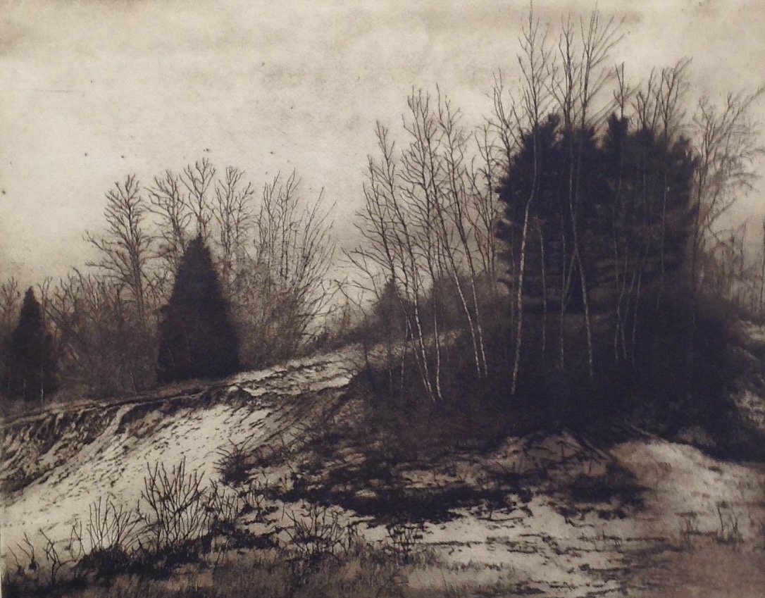 Joe Hildreth 1981 February Days 33 x 31 ETCHING: NO FRAME - PRINT ONLYDescription: Etched print by Joe Hildreth Ã‚â€“ February Days 1981 and numbered 1/20. Title: February Days Year: 1981 Signed: Joe Hildreth. Medium: Etching. Measurement ap