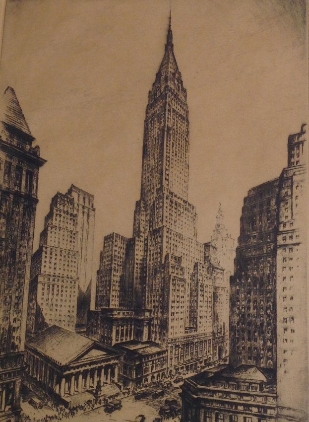 Signed Etching Manhattan Grand Central 12 x 19 (1 of 4)
