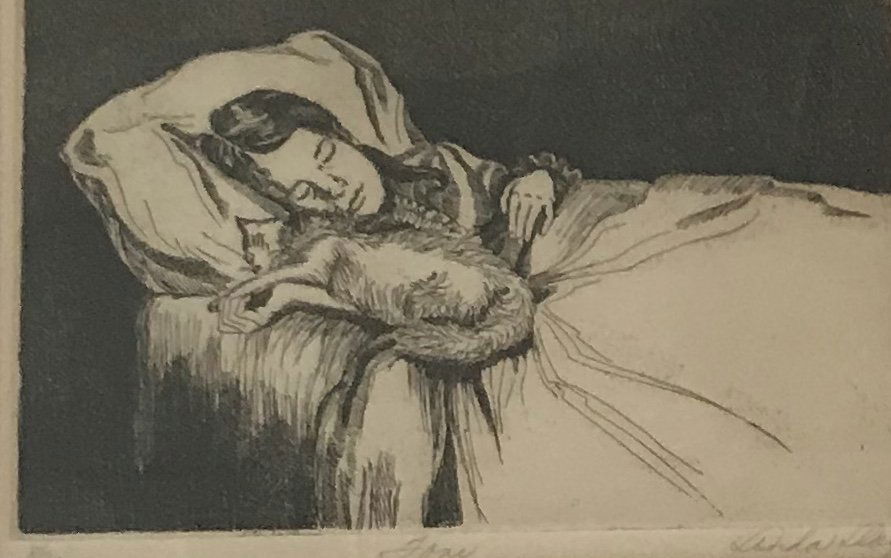 Signed Limited Edition Etching Cat Lady 17 x 14 (1 of 4)