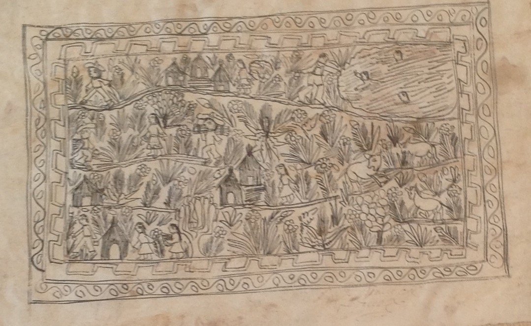 Signed Mexican Folk Art Illustration Etching 12 x 8 (1 of 7)