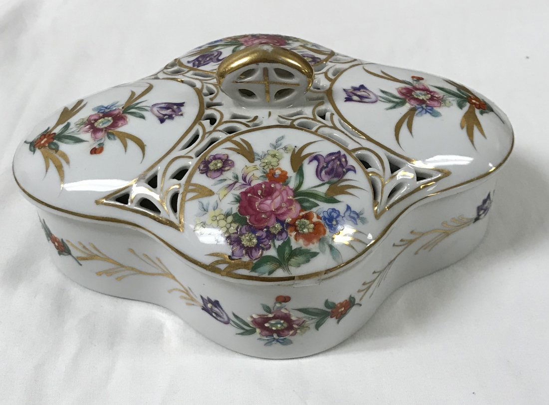 Elegant European Candy Floral Dish w/Cover - Marked (1 of 3)