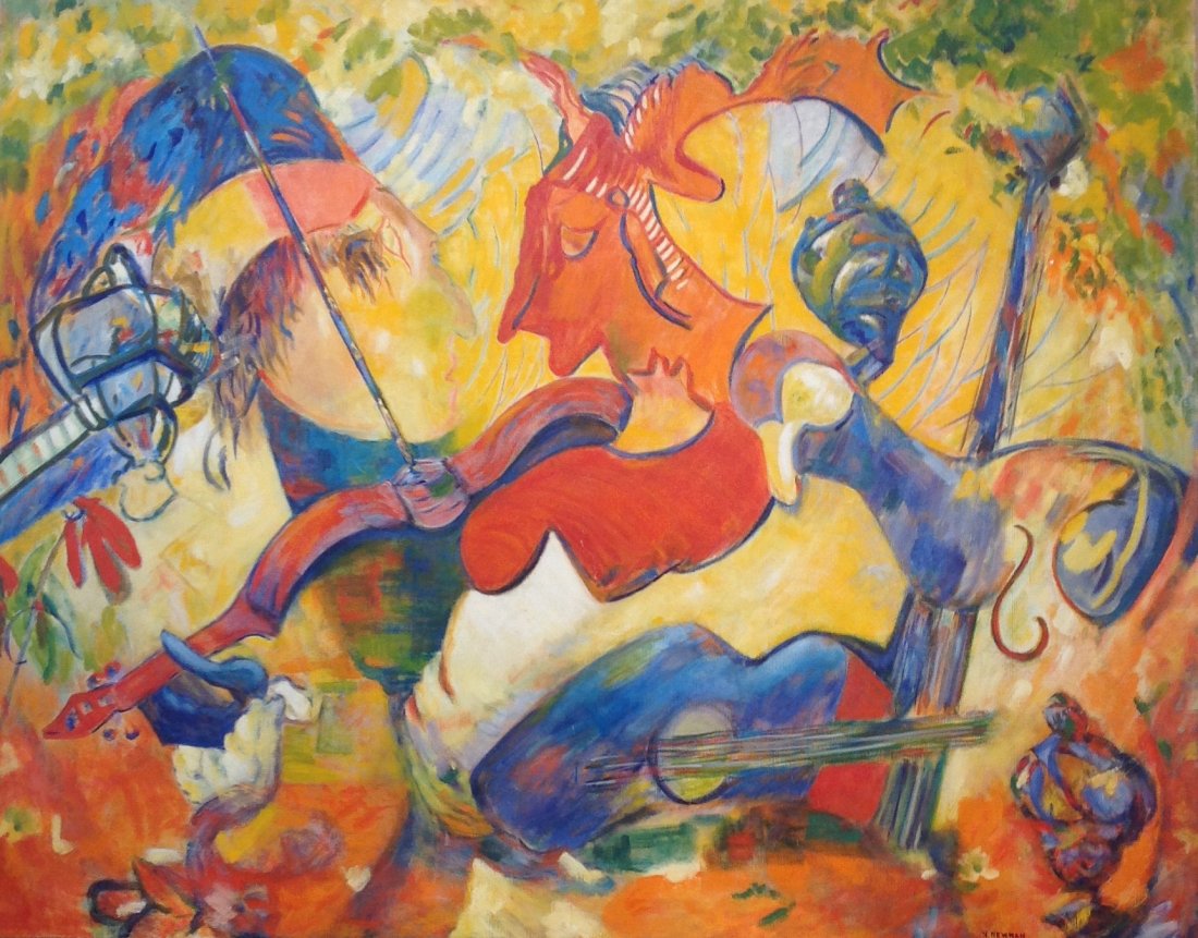 Gorgeous Abstract Y. Newman Oil Painting 49 x 60 (1 of 6)