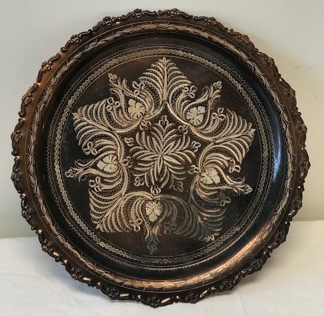 Beautiful vintage Copper Tray / Floral Design (1 of 3)