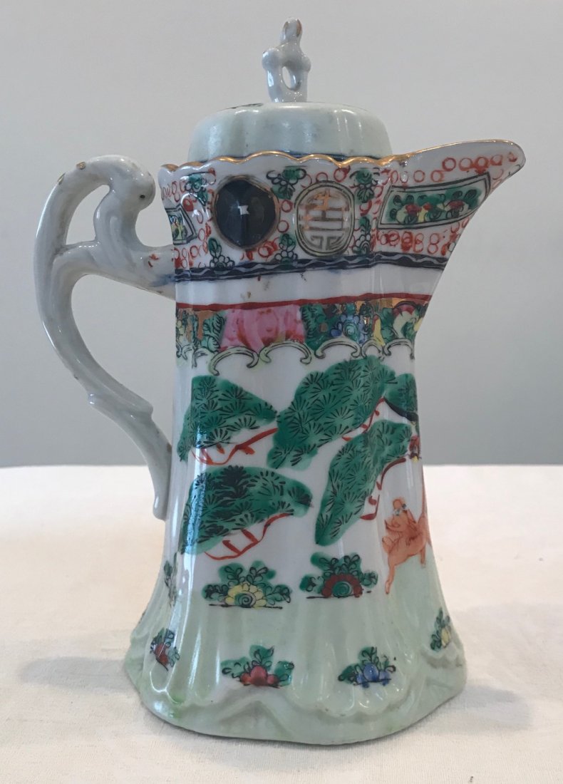 Japanese Green Floral Tea Pot with cover