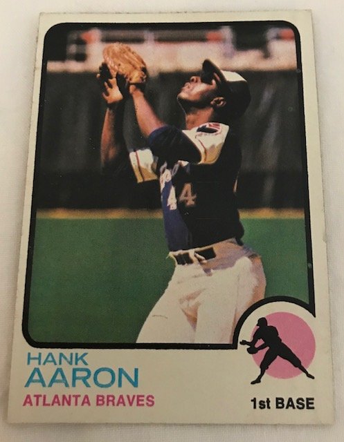 1973 Topps Hank Aaron Atlanta Braves #100 Baseball Card: Description: 1973 Topps Hank Aaron Atlanta Braves #100 Baseball Card. Shipping Cost: $10.00 USA Only. Note: This item has a reserve.