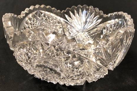 Vintage Bliekristall German Crystal 8" Bowl: Description: Vintage German crystal bowl. Intricate starburst diamond cut pattern, scalloped edges. Material: glass. Measurement: approximate 8"w x 4"h (INCHES). Shipping cost: $35. Different rate