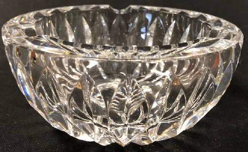 Bliekristall Lead Crystal Ashtray: Description: Bliekristall lead crystal ashtray; robust with nice heft. More depth; appropriate for cigars or pipes; elegant and stylish etching on sides. Material: glass. Measurement: approximate 4"h