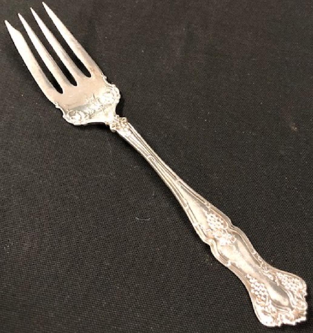 Silver-plate 1847 Rogers Bros. Cold Meat Serving Fork: Description: Nice vintage 1847 Rogers Bros. grape patterned cold meat serving fork. Dates from between 1900 to 1940; silver-plate. Engraved on both sides. Material: silver plate. Measurement: approxim