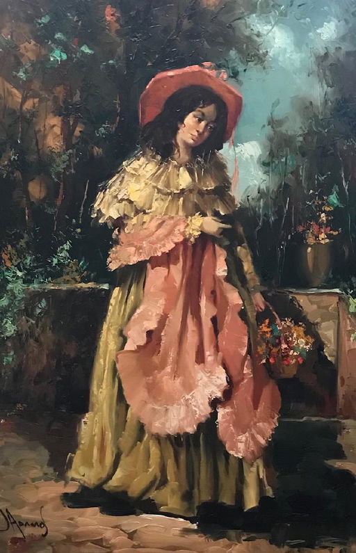 Signed J Adamos Oil Painting Of A Lady Aug 04 2019 Churchill