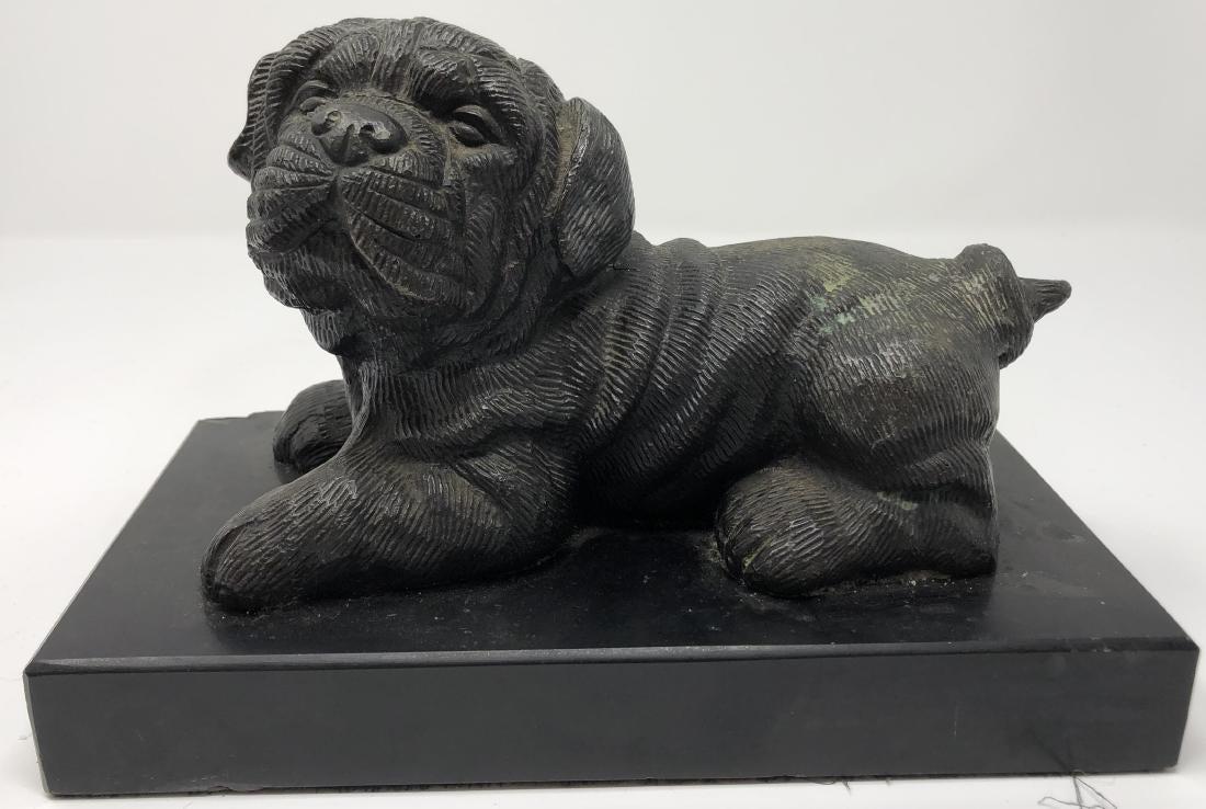 Vintage Bronze Dog Sitting on Marble Base (1 of 4)