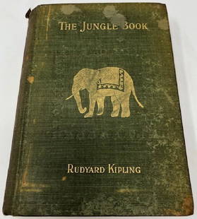 1st American Edition of The Jungle Book by Kipling,: Description: Very rare! First American edition, first printing of Rudyard Kipling's The Jungle Book. The Jungle Book is a charming collection of seven short stories, drawn from Rudyard Kipling's trave