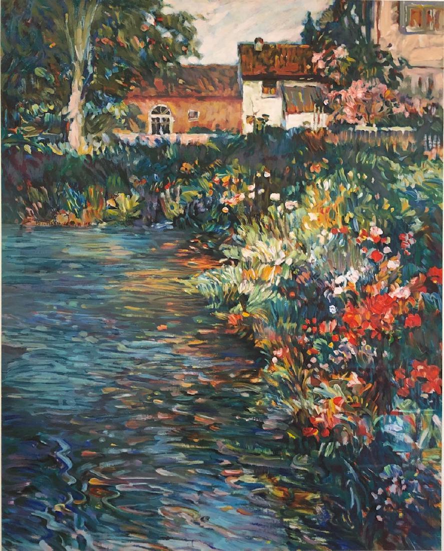 Henri Plisson Limited Edition Serigraph: Description: Henri Plisson limited edition serigraph entitled Water Garden. Vivid impressionist-style reminiscent of Van Gogh. Pencil signed and numbered (14/350) by artist. Released in 1998. Includes