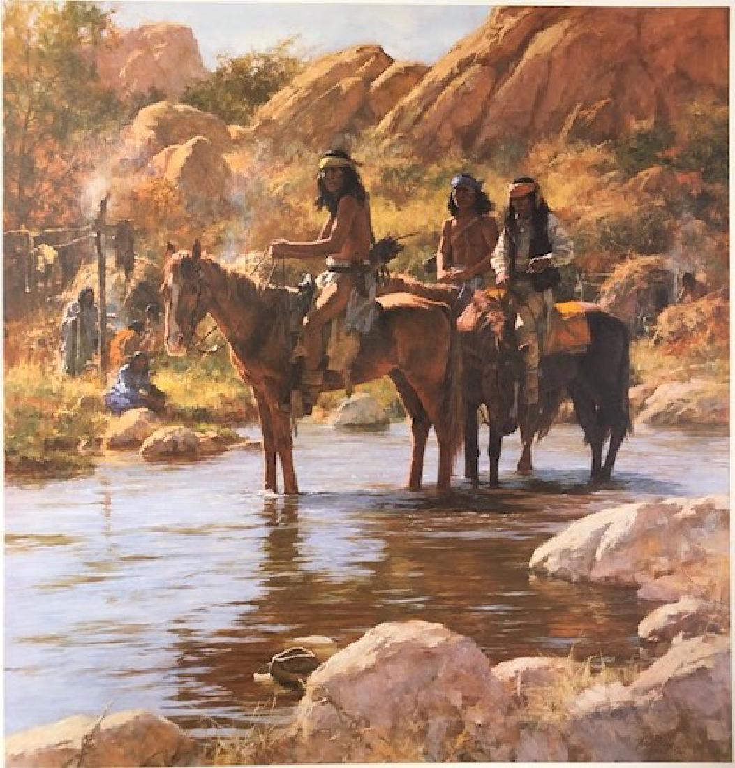 Howard Terpning "Solider Hat" Limited Edition, Signed: Description: Limited edition, signed lithograph, "Solider Hat," by artist Howard Terpning. Terpning (b 1927) is a much lauded painter of Western art. Printed on high quality, acid free stock. Unframed