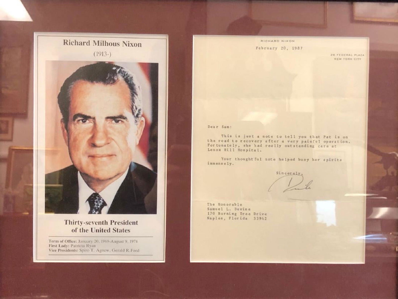 Framed Richard Nixon Photo and Letter (1 of 4)
