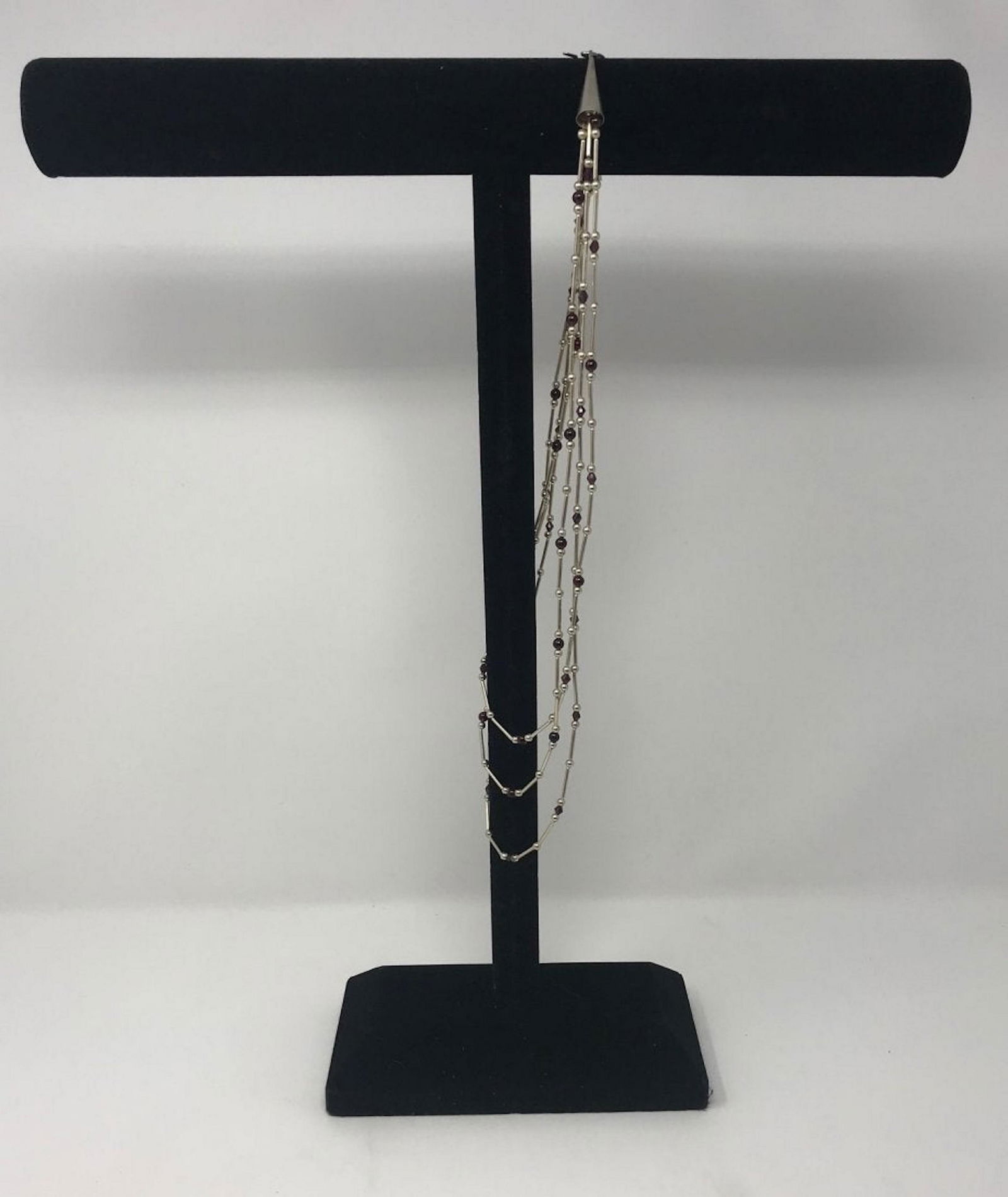 Sterling Silver Beaded 3 Strand Necklace (1 of 2)