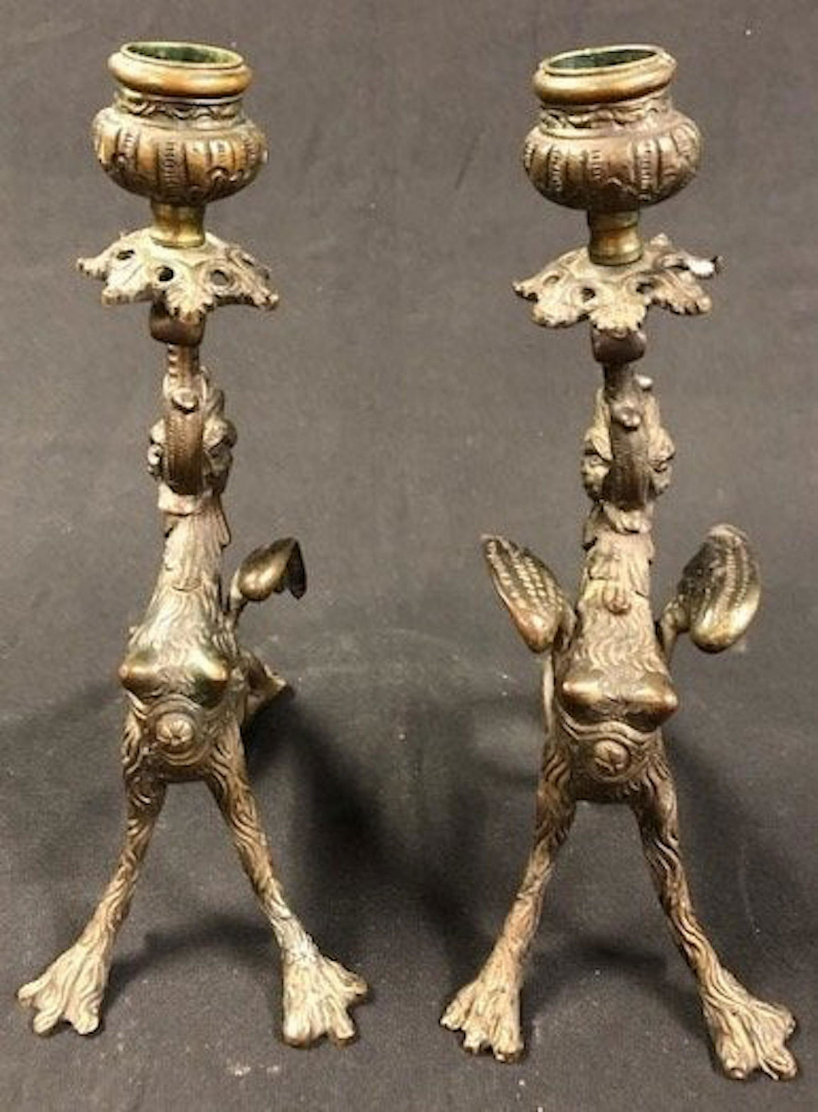 Bronze Female Dragon Candlesticks (1 of 4)