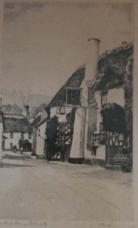 Vintage Signed Etching depicting Polish Barn Village (1 of 6)
