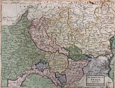 Antique Luffman Map of N. Italy: Description: Antique Luffman map entitled The Northern Part of Italy, before the French Conquest. Published by John Luffman (1756-1846). Very detailed; hand colored copper engraving; circa early
