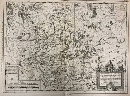 Antique Folio of Map--Chorographie du Cercle du Bas: Description: Very old double page folio copy of antique map-- Chorographie du Cercle du Bas Rhin d'aprÃƒÂ¨s G. Valck, F. de Witt, Vischer etc. Directed by Philippe Pretot, of the Academie