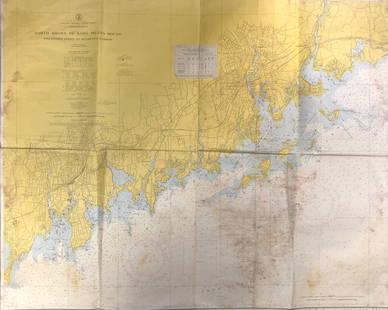 Land Ho! Antique N. Shore of the L.I. Sound, CT USCG: Description: Ahoy! Antique Coast Guard nautical chart of the L.I. Sound CT, Sherwood Point to Stamford Harbor. Later publication than chart in previous lot. Numbered C. & G. S. 221; published 1969.