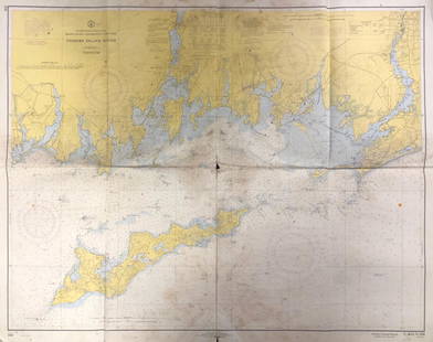 Land Ho! Antique Fishers Island Sound, RI-CT-NY USCG: Description: Ahoy! Antique Coast Guard nautical chart of Fishers Island Sound, RI-CT-NY. Numbered C. & G. S. 358; published 1968. Material: paper. Measurement: approximate 36" x 45" (INCHES). Shipping