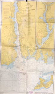 Land Ho! Antique New London Harbor, CT-NY USCG: Description: Ahoy! Antique Coast Guard nautical chart of New London Harbor, LI Sound to Norwich, CT-NY. Numbered C. & G. S. 359; published 1962. Material: paper. Measurement: approximate 36" x 45"