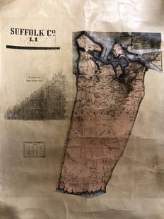 Vintage Copy of 1858 Whitlock: Description: Vintage Copy of 1858 Whitlock's Map of Huntington, Long Island, New York. Depicts Huntington extending towad the Great South Bay on the south shore of Long Island, part of which which
