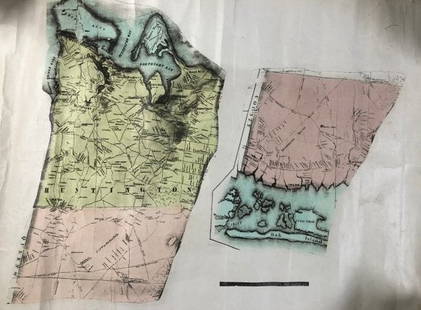 Vintage Copy of 1858 Whitlock: Description: Vintage Copy of 1858 Whitlock's Map of Huntington, Long Island, New York. Also depicts "Huntington South," which would eventually become the Town of Babylon. Stamp from Whitlock's of