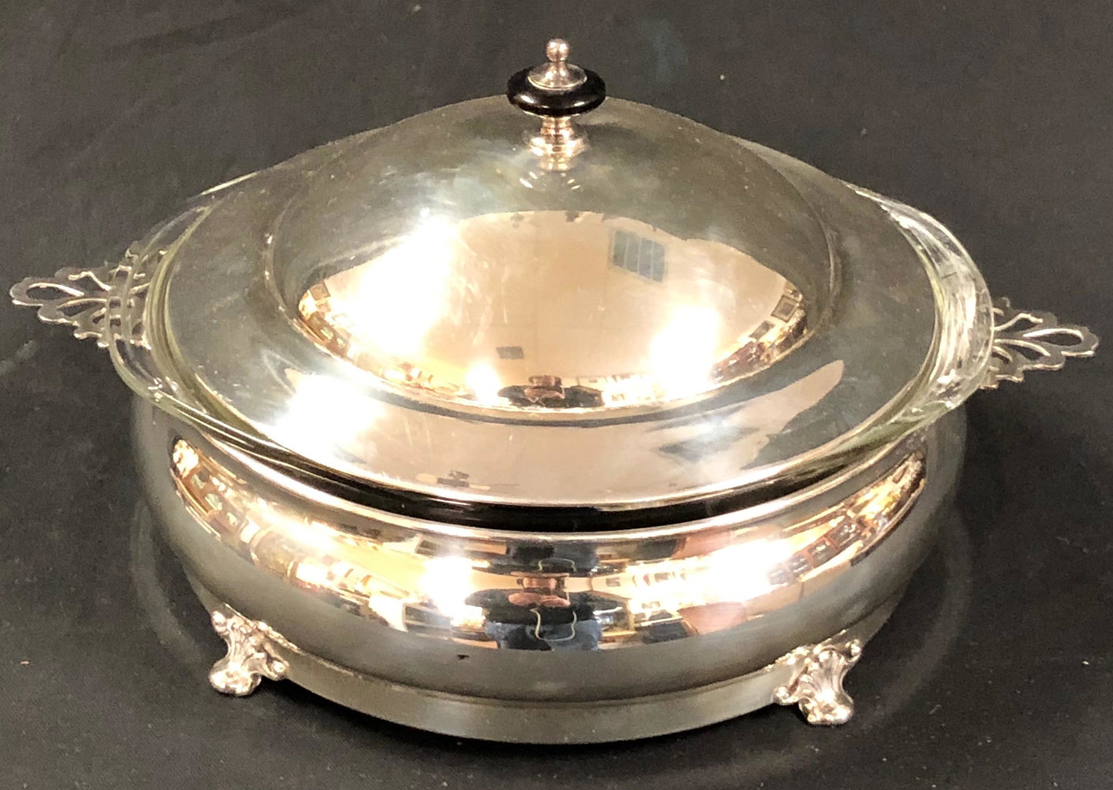 Silverplated Covered Casserole with Pyrex Insert (1 of 6)