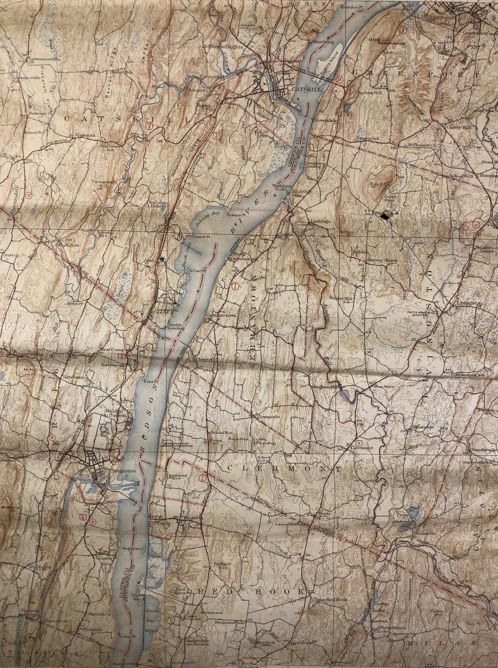 1945 NY Catskill Quadrangle Geological Survey Map (1 of 9)