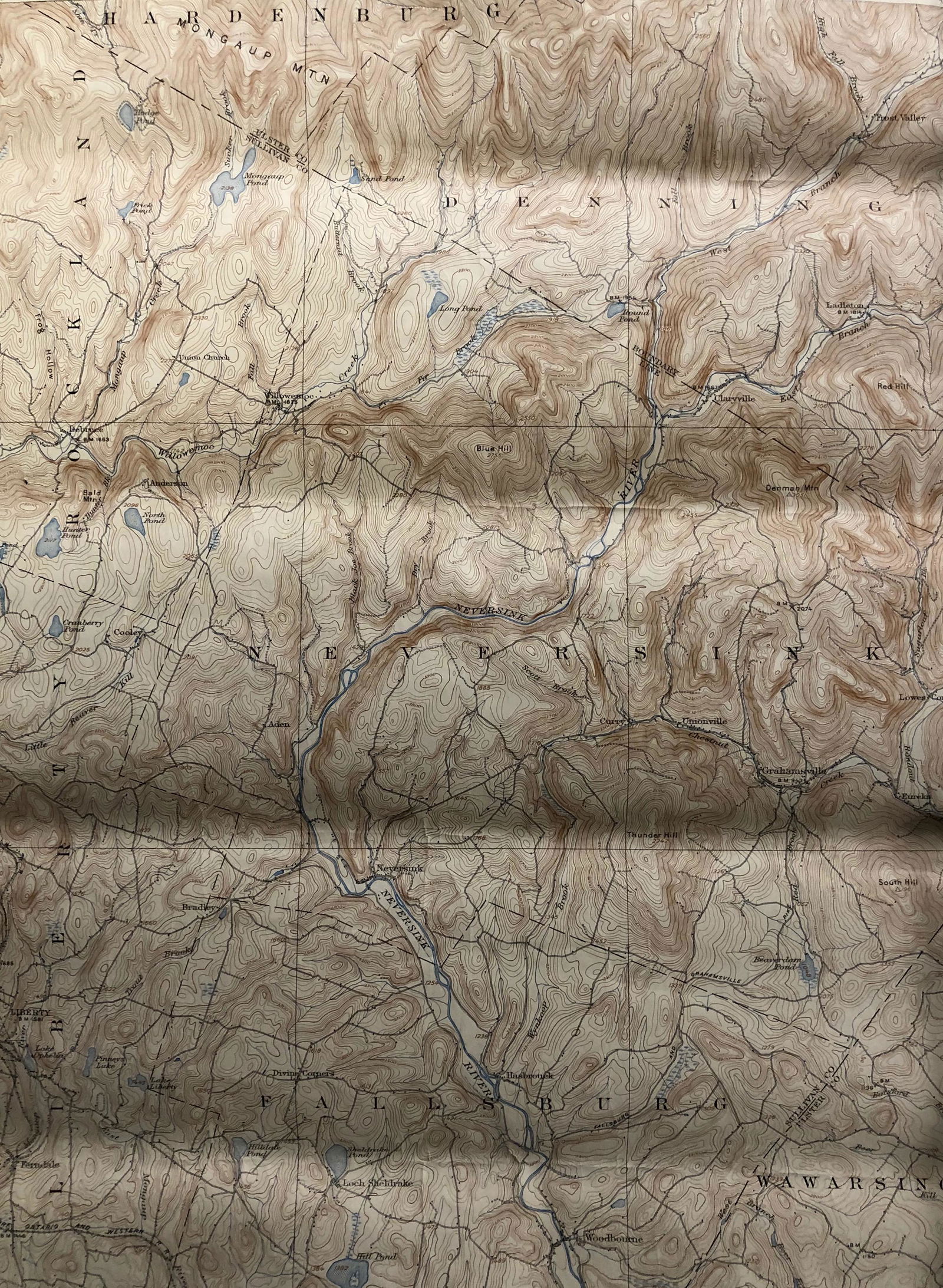 1947 NY Neversink Quadrangle Geological Survey Map (1 of 9)