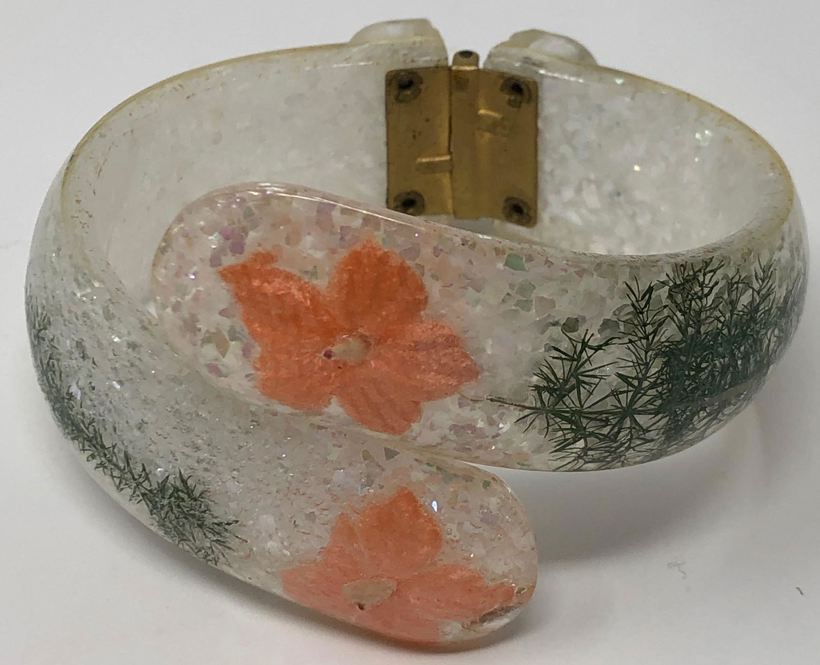 Vintage Lucite Floral Bypass Bracelet (1 of 2)