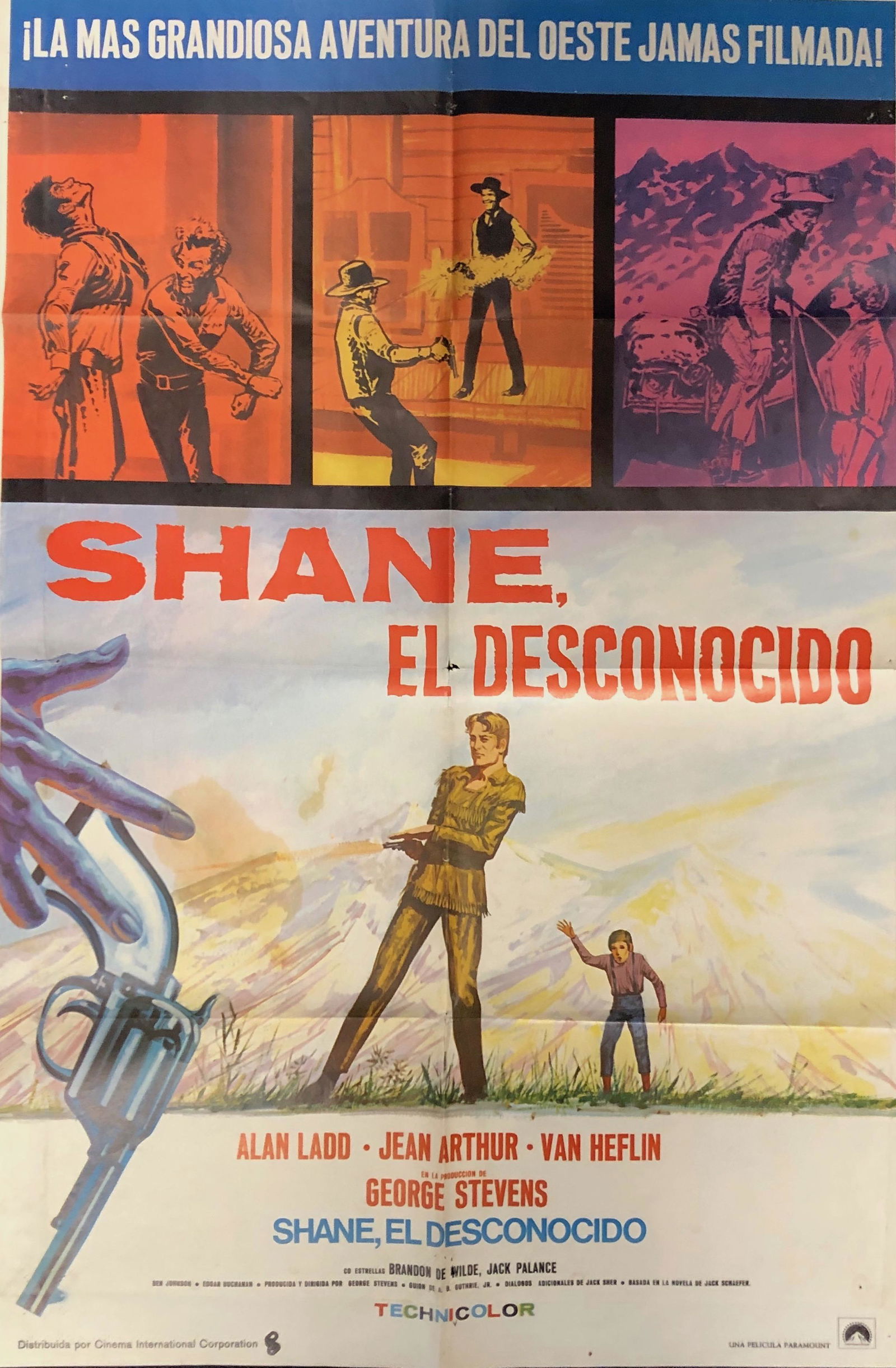 Shane / Spanish,  color movie theater poster, 40 x 26 (1 of 5)