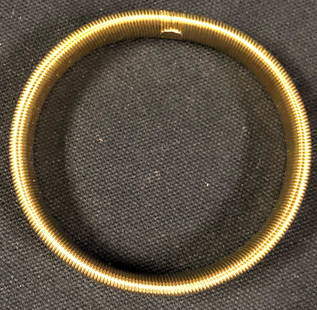 Gold Tone Mesh Bracelet: Description: Vintage gold tone mesh bracelet; pull over style. Material: metal. Measurement: approximate 2.75" (INCHES). Shipping: $15; different rate to Alaska, California, Hawaii & all